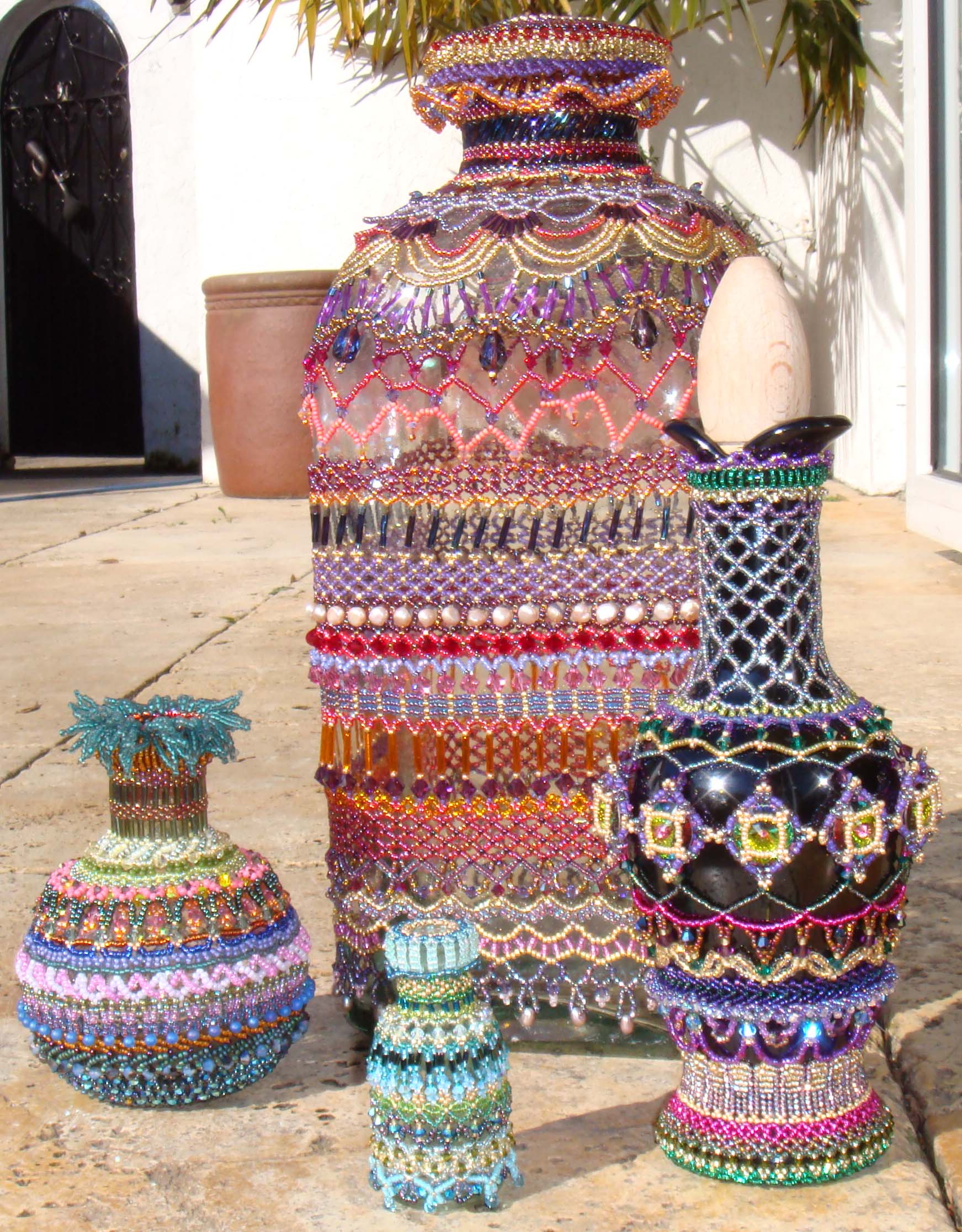 Embellished beaded bottles